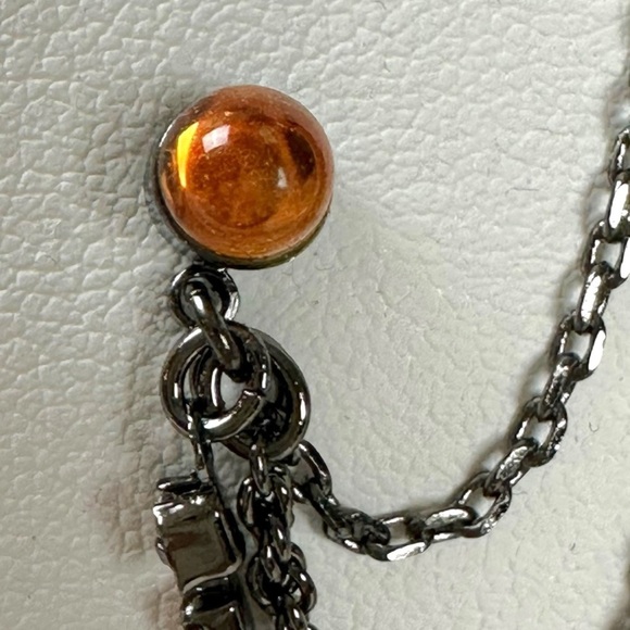Free People Party Party Ear Chain Cuff Amber Rhinestone Gunmetal NWT Bohemian - Picture 4 of 13